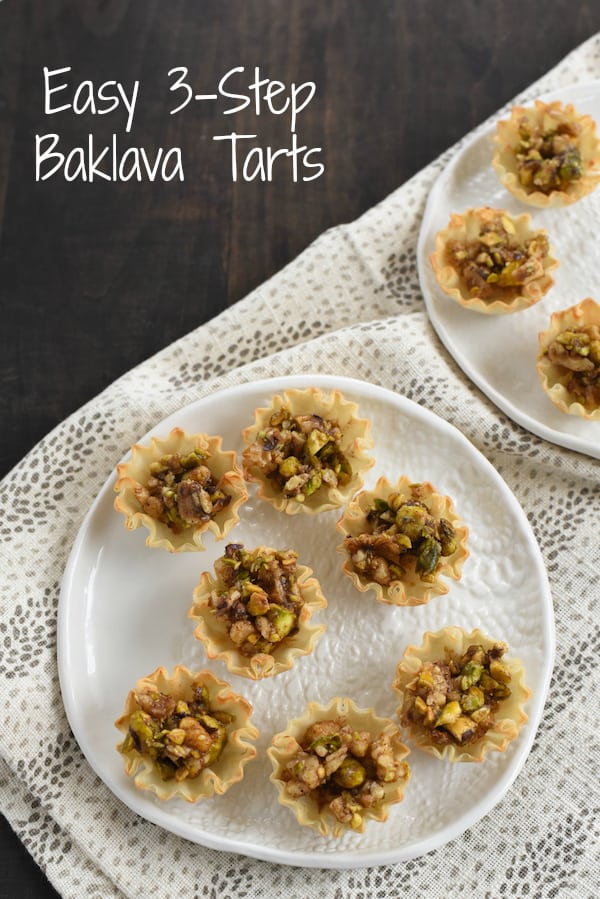 Easy 3-Step Baklava Tarts - All the flavor of baklava, in bite-sized tarts that take just minutes to make! | foxeslovelemons.com